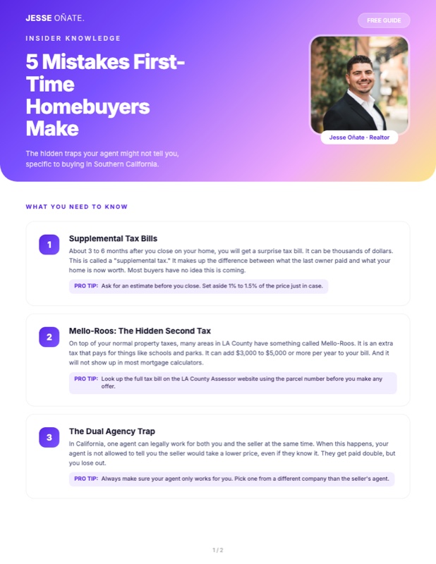 Free PDF guide: 5 mistakes first-time homebuyers make in Southern California